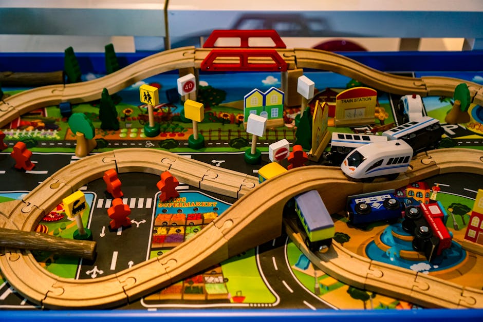 Wooden Train Table with Tracks